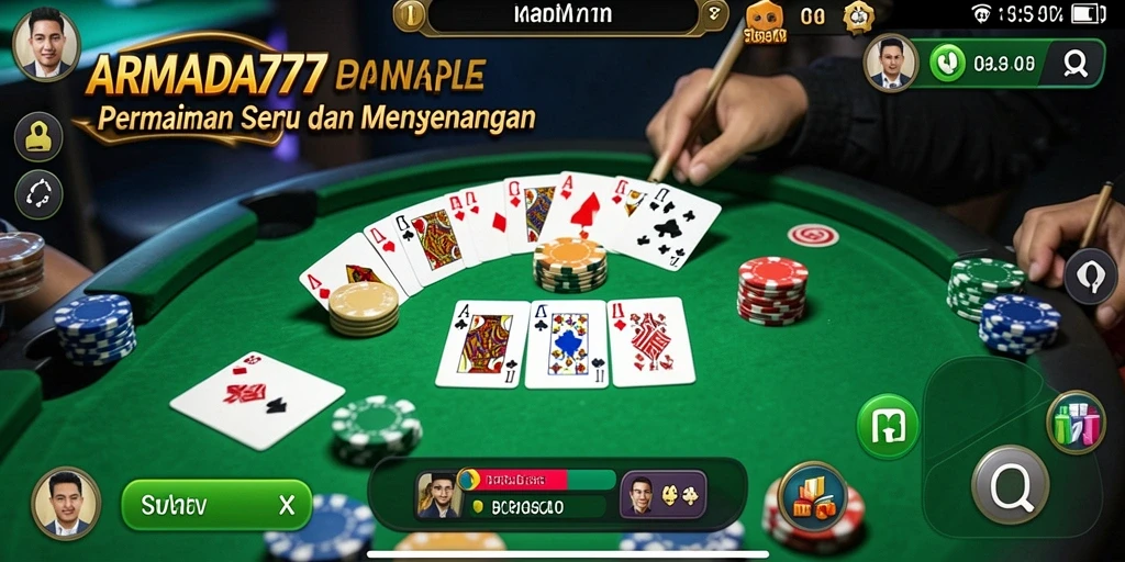 Screenshot gameplay ARMADA777 menampilkan aksi seru permainan Gaple.