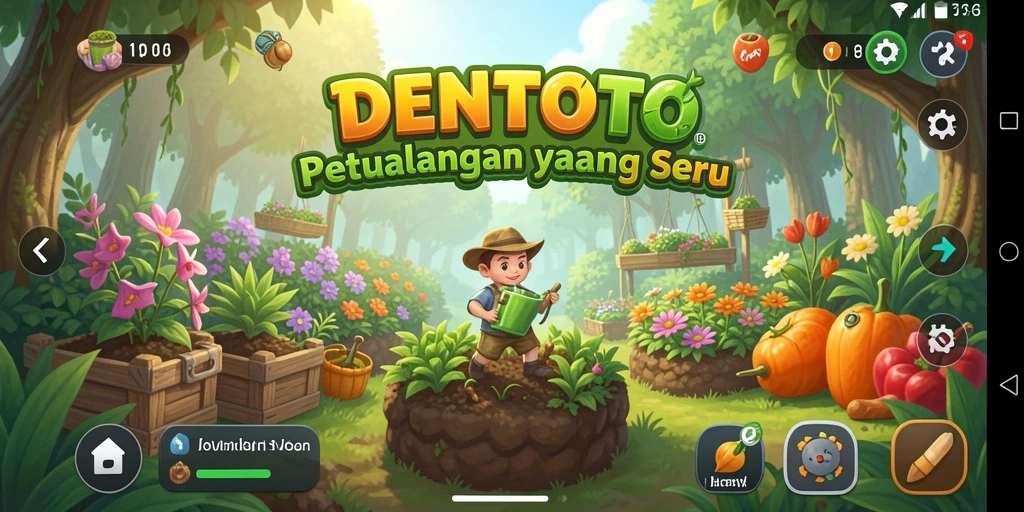 Tampilan screenshot DENTOTO dengan gameplay berkebun yang menyenangkan.