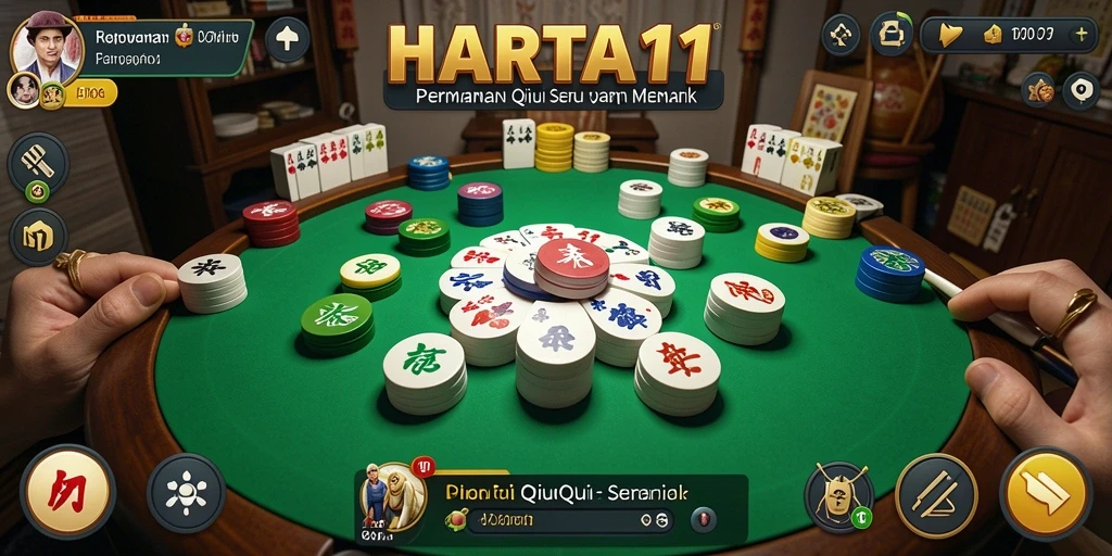 Screenshot HARTA11 menampilkan aksi seru permainan QiuQiu.