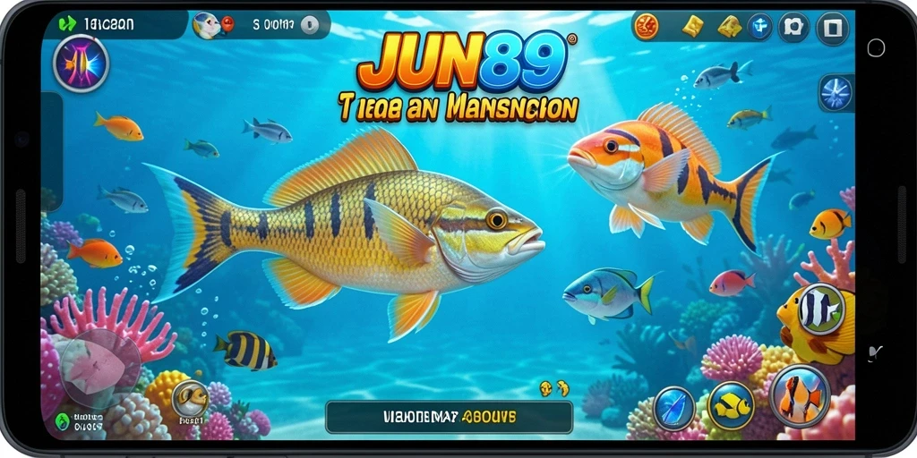 Tampilan seru gameplay JUN88 saat berburu ikan.