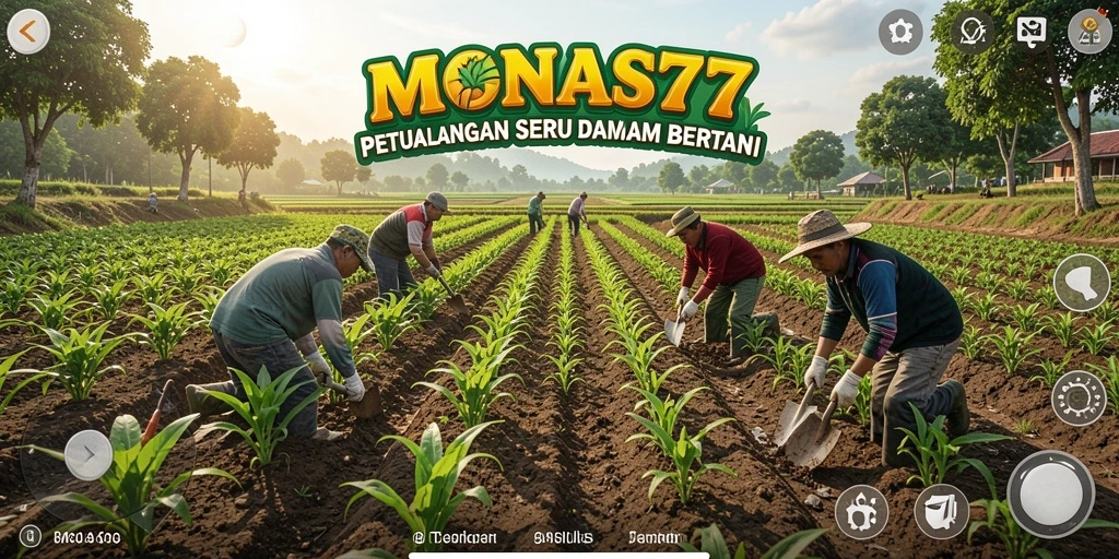 Tangkapan layar gameplay seru di MONAS77 dengan aktivitas bertani.