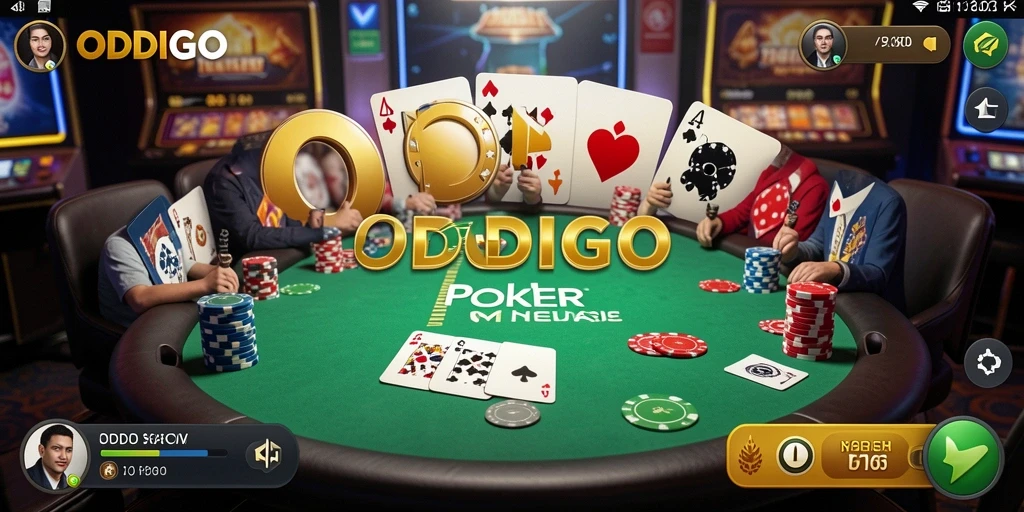 Tampilan screenshot ODDIGO dengan gameplay poker yang memukau.
