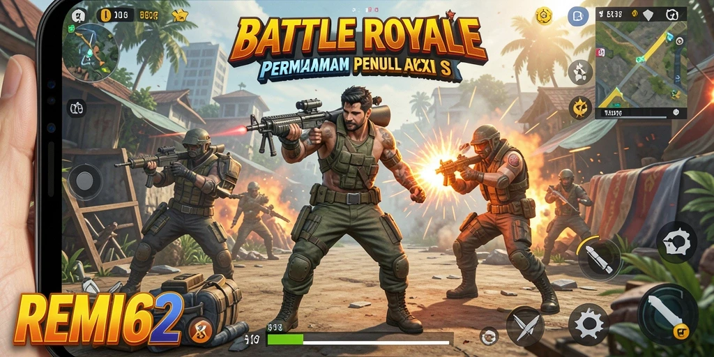 Tangkapan layar gameplay REMI62 dengan aksi seru dalam Battle Royale.