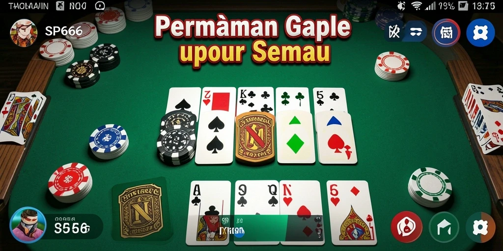 Tampilan gameplay SP666 dengan kartu Gaple yang menarik.