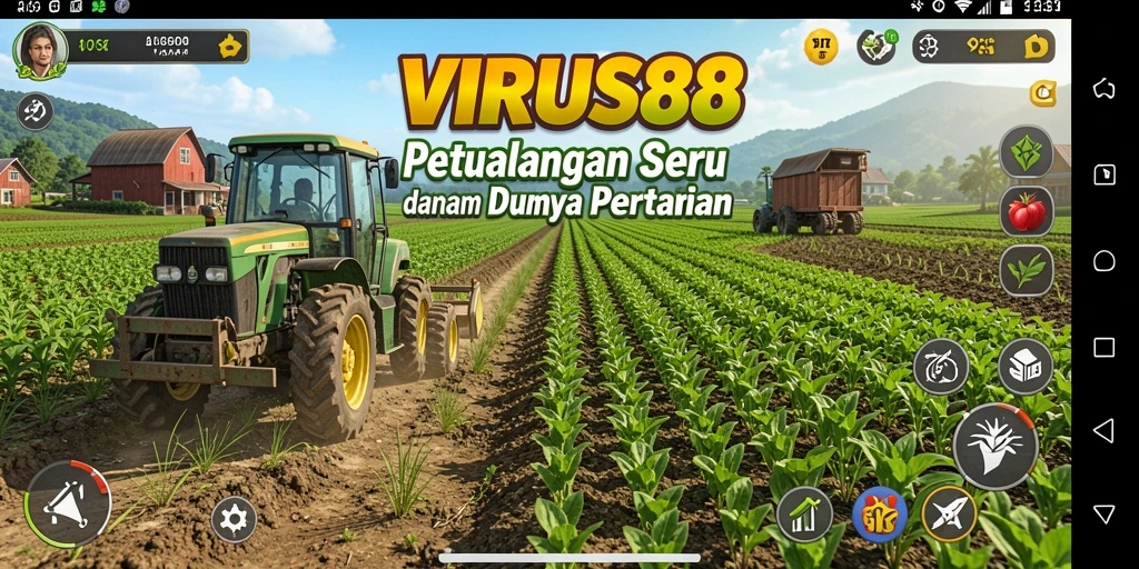 Screenshot gameplay menunjukkan aktivitas bertani yang seru dan interaksi dengan hewan.