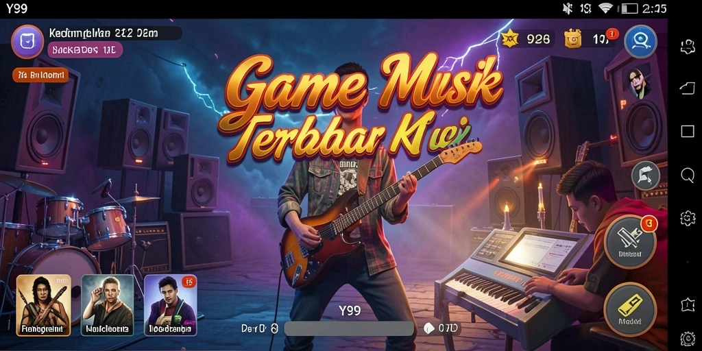 Tampilan gameplay Y89 dengan berbagai tantangan musik yang seru.